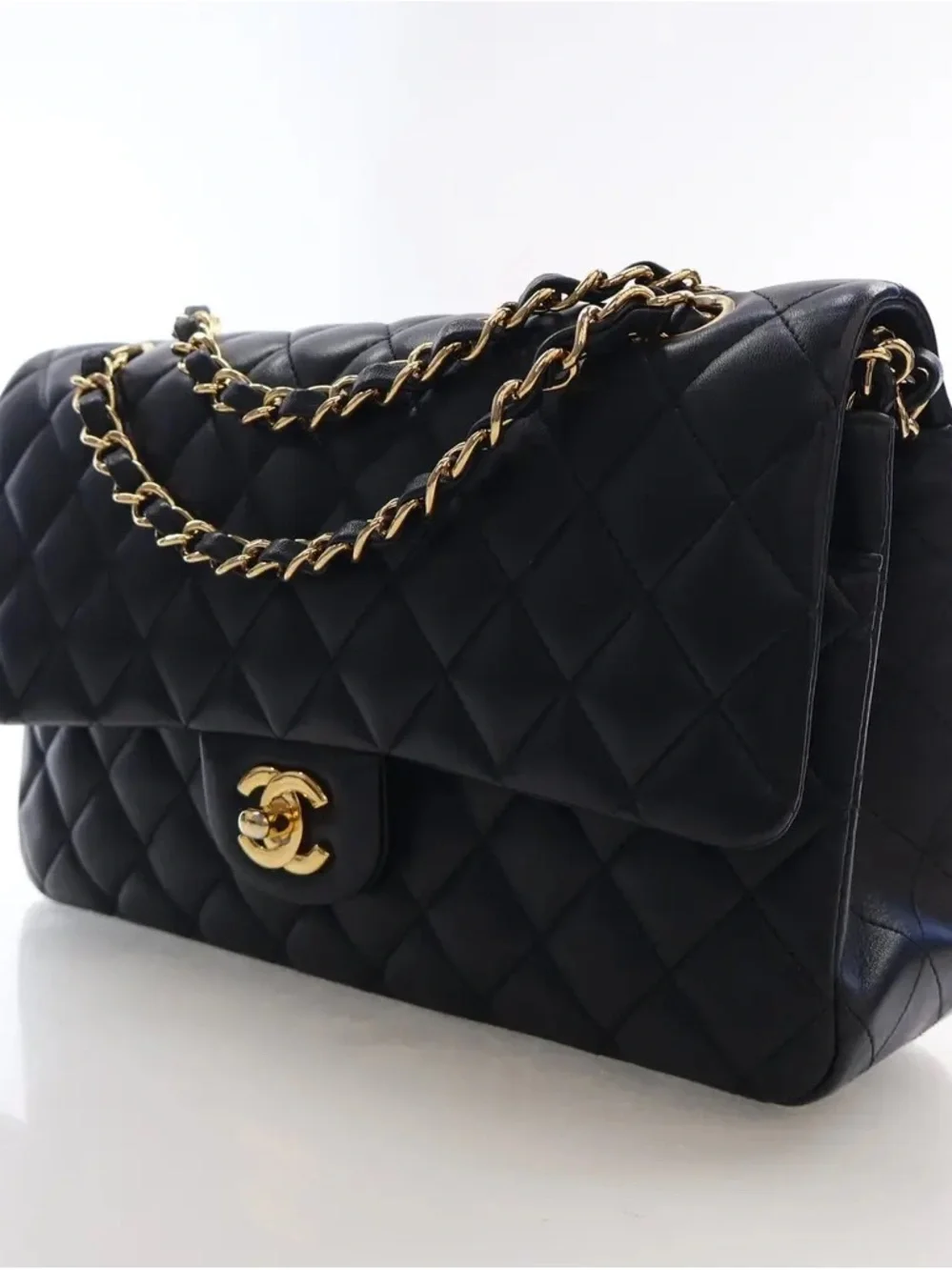Chanel Quilted Shoulder Bag - Black with Gold Hardware